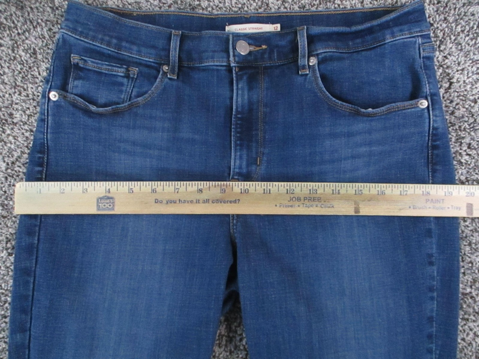 Levis Classic Straight Jeans Womens 12S Blue Med Wash Mid Rise Stretch 31×28