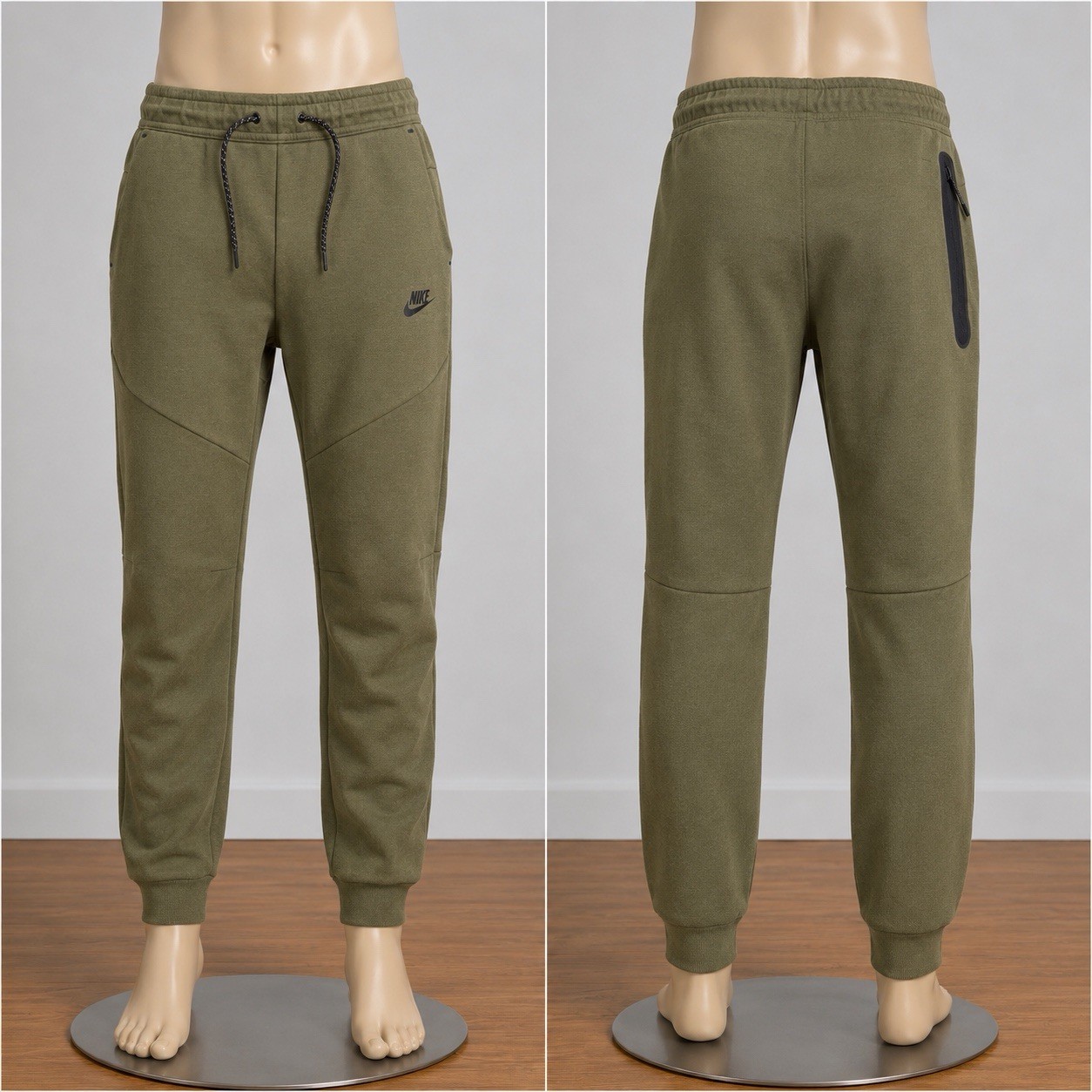 🔥Nike Green Cotton Knit Jogger Pants Men’s M Drawstring Waist Zip Pocket🔥