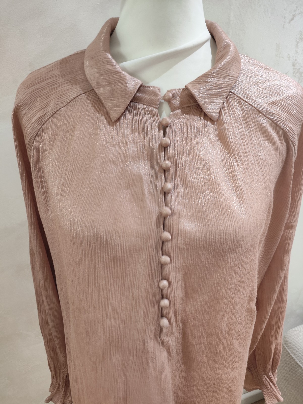 Lispy Ladies Shirt top 16 Rose Gold Casual Long Sleeve Buttons Party Summer