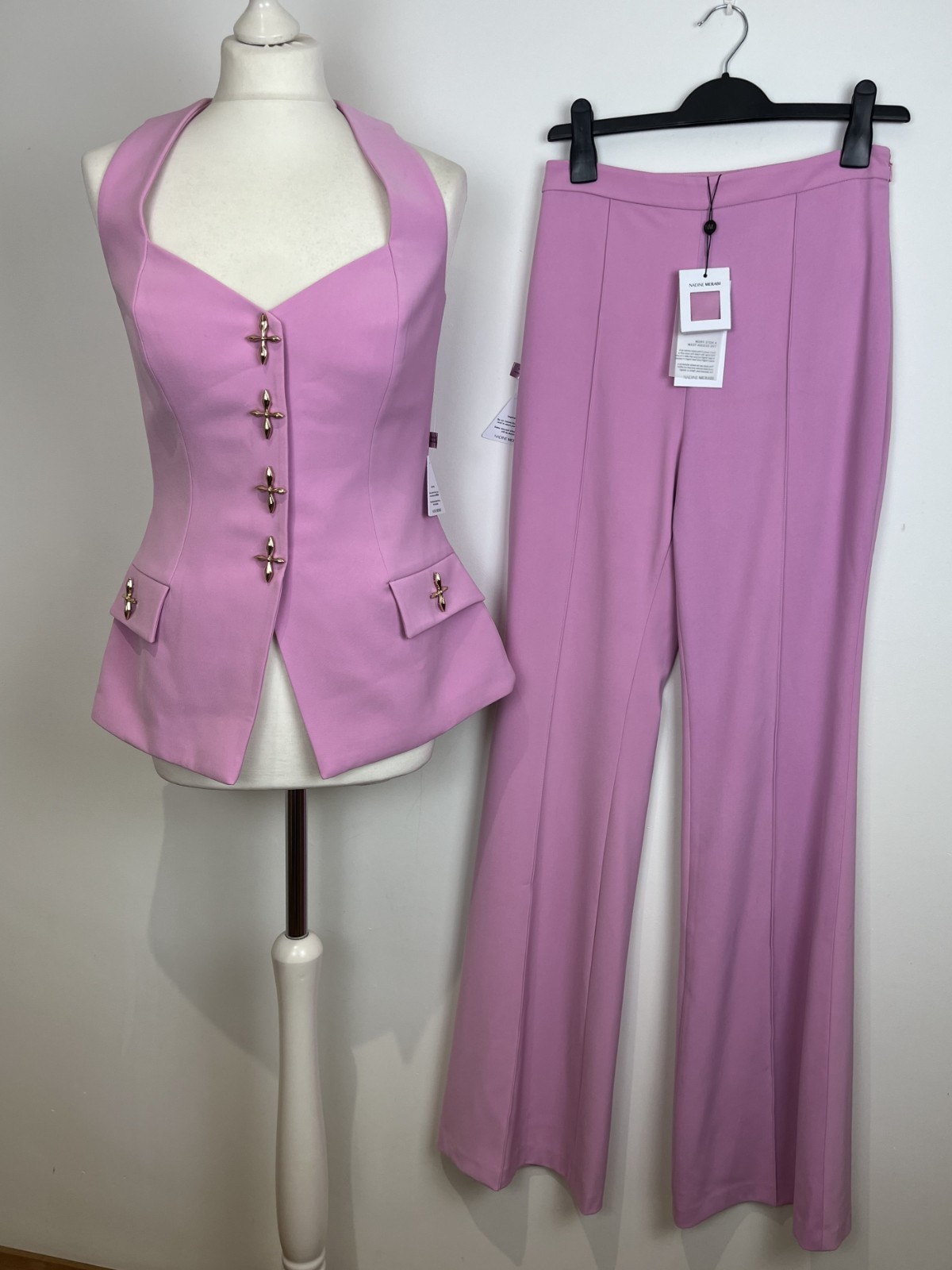 NADINE MERABI Zoe Waistcoat & Charlotte Trousers, Pink SMALL UK8 EU36 US4 RP£500
