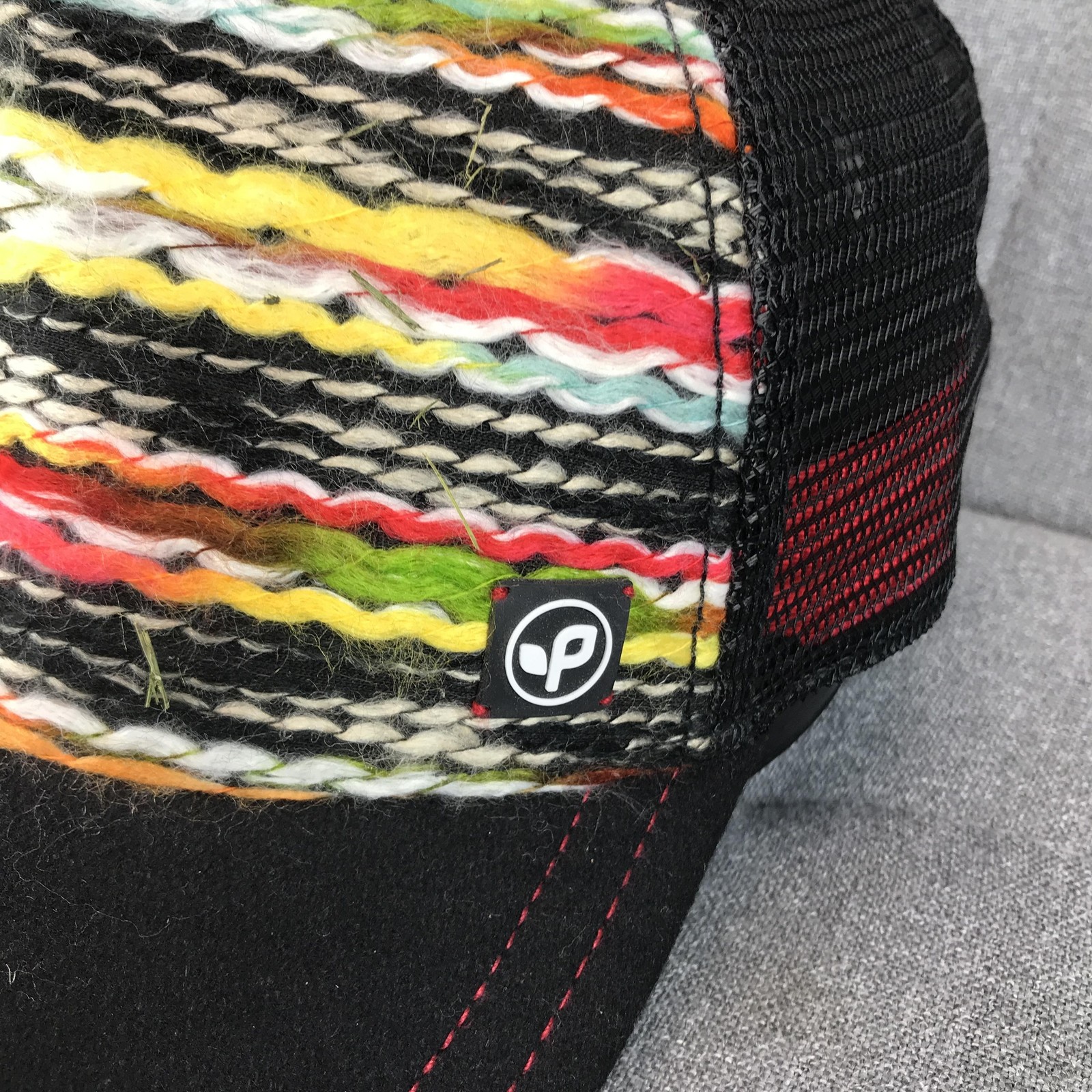 Pistil Hat Cap Trucker Snap Back One Size Multicolor Mens Knit Stripe Mesh Logo