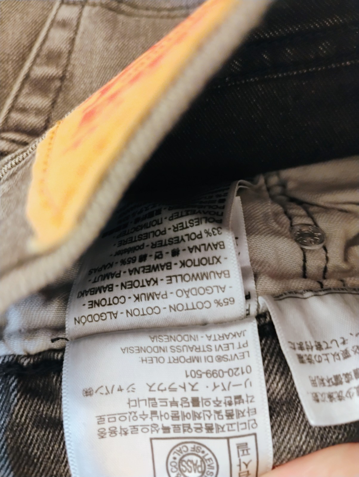 New 33×32 Levi’s 559 Stretch Jeans in Grey ~ Straight Relaxed Stretch 65% cotton
