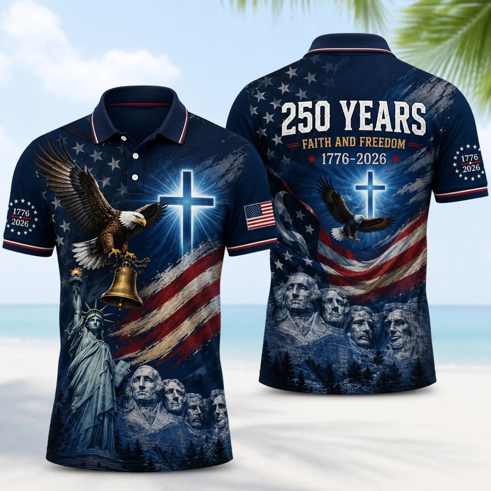 Fourth Of July 250th Anniversary 1776-2026 We The People Bald Eagle Polo Shirt