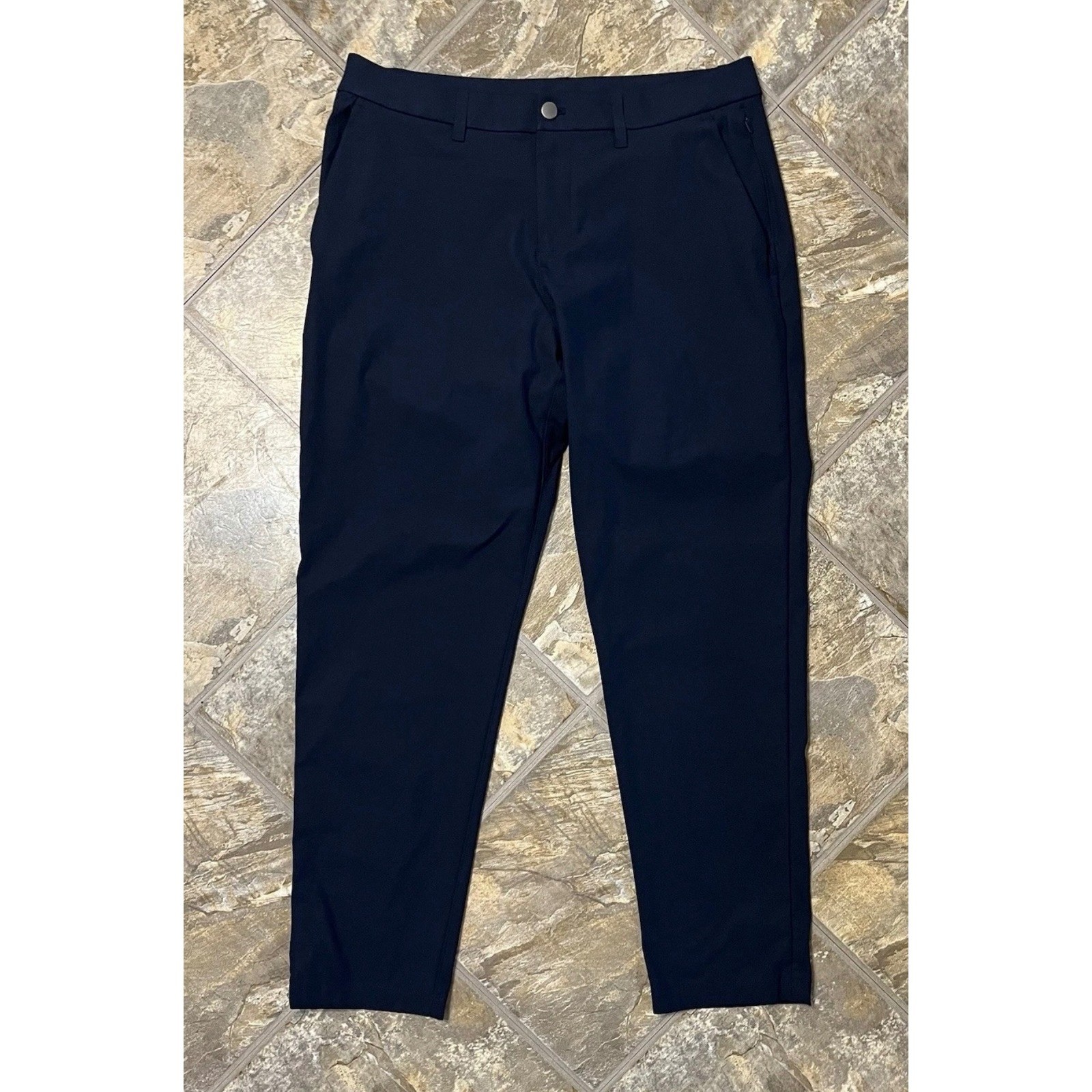 Lululemon Commission Slim-Fit Pant Mens 34 Navy Blue Tech Trousers