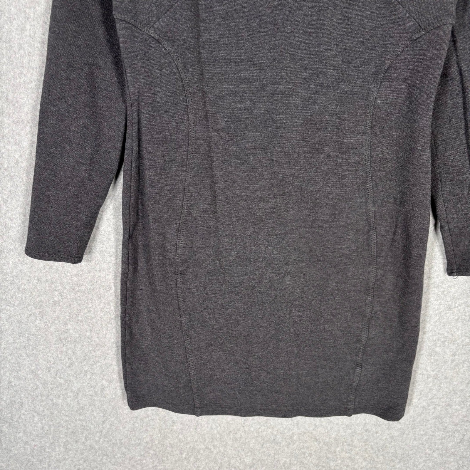 Athleta Illusion Mini Dress Charcoal Ponte Knit Cotton Modal Lagenlook Comfort
