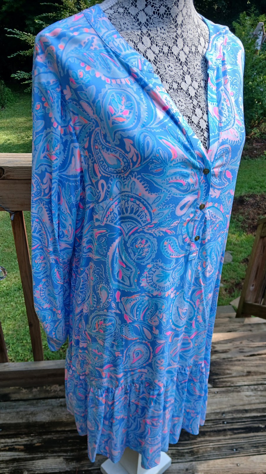 Lilly Pulitzer Charlee Tunic Dress Blue Fish Kiss XL paisley beach vacation NWT
