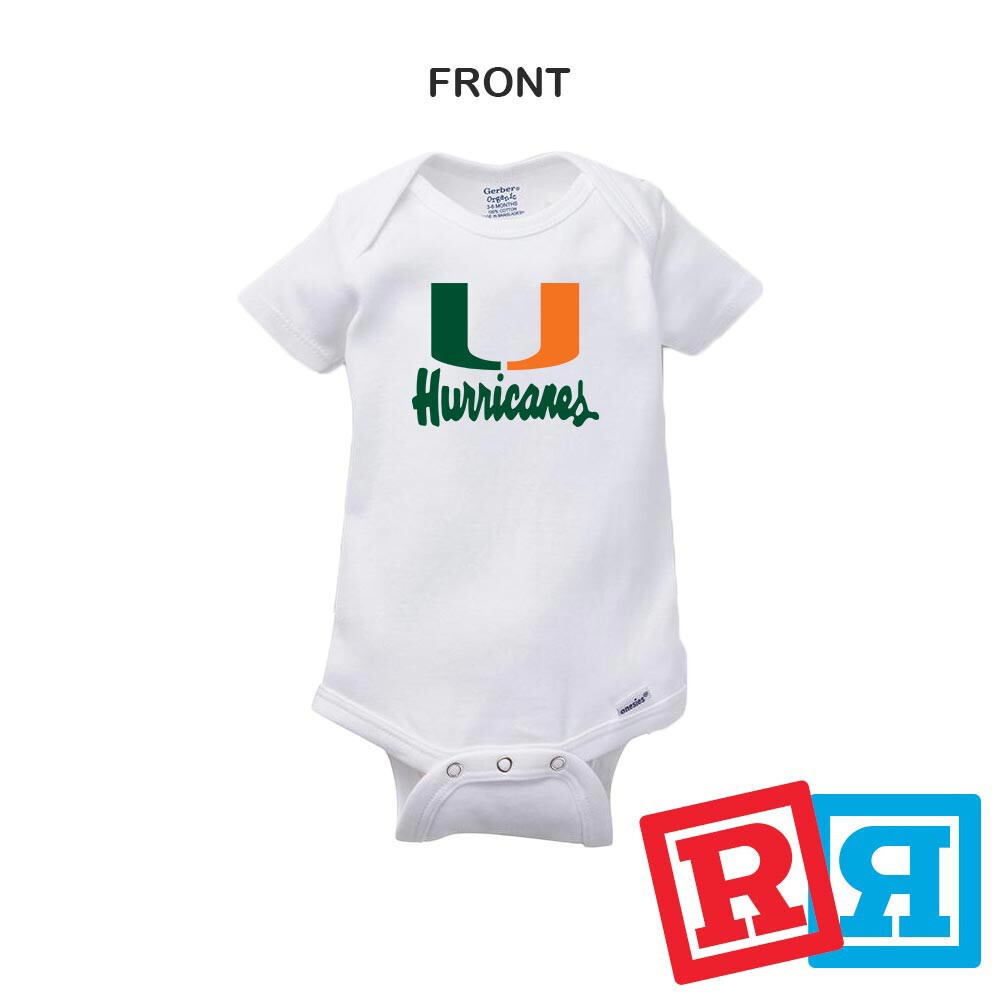 Personalized Miami Hurricanes Gerber Baby Onesie® Cotton Custom Bodysuit