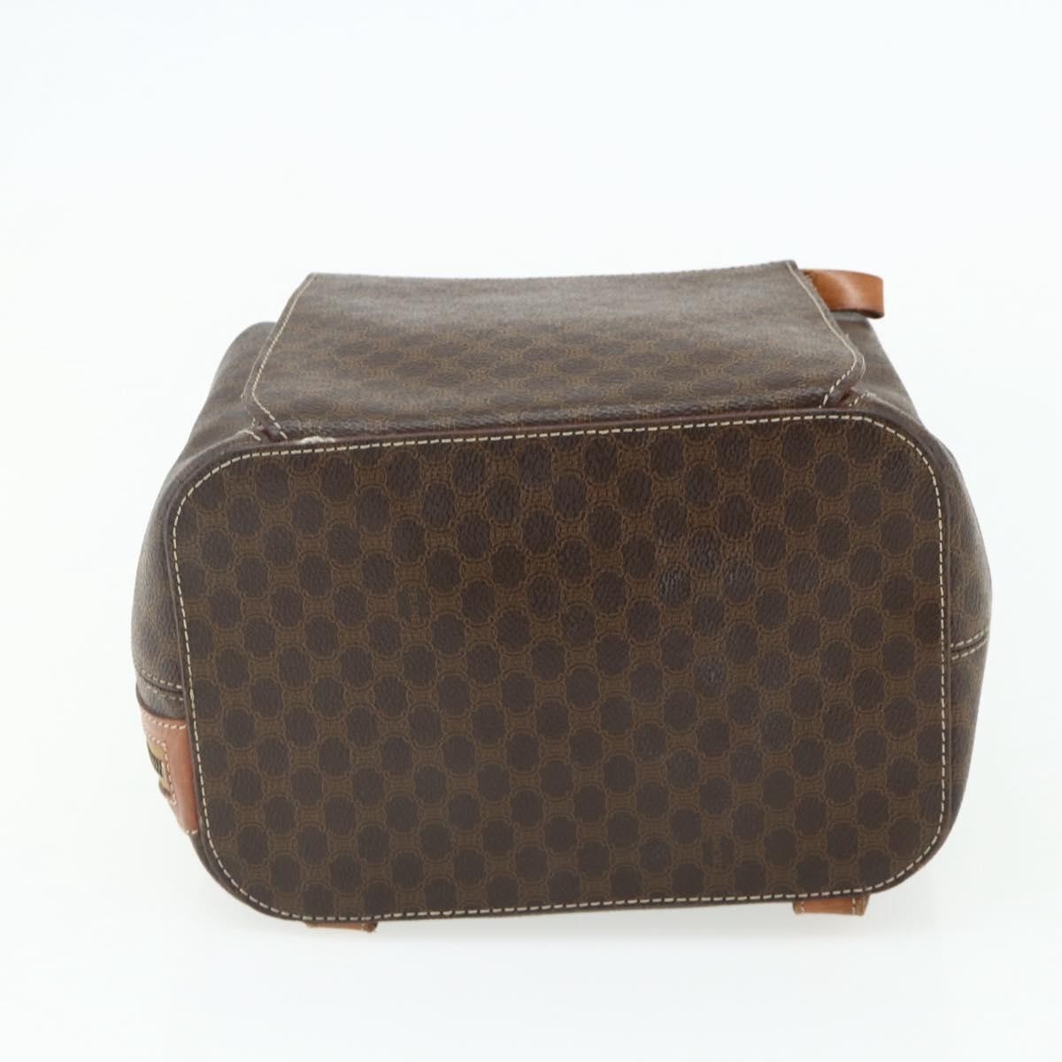CELINE Macadam Canvas Backpack PVC Leather Brown Gold Auth 176902