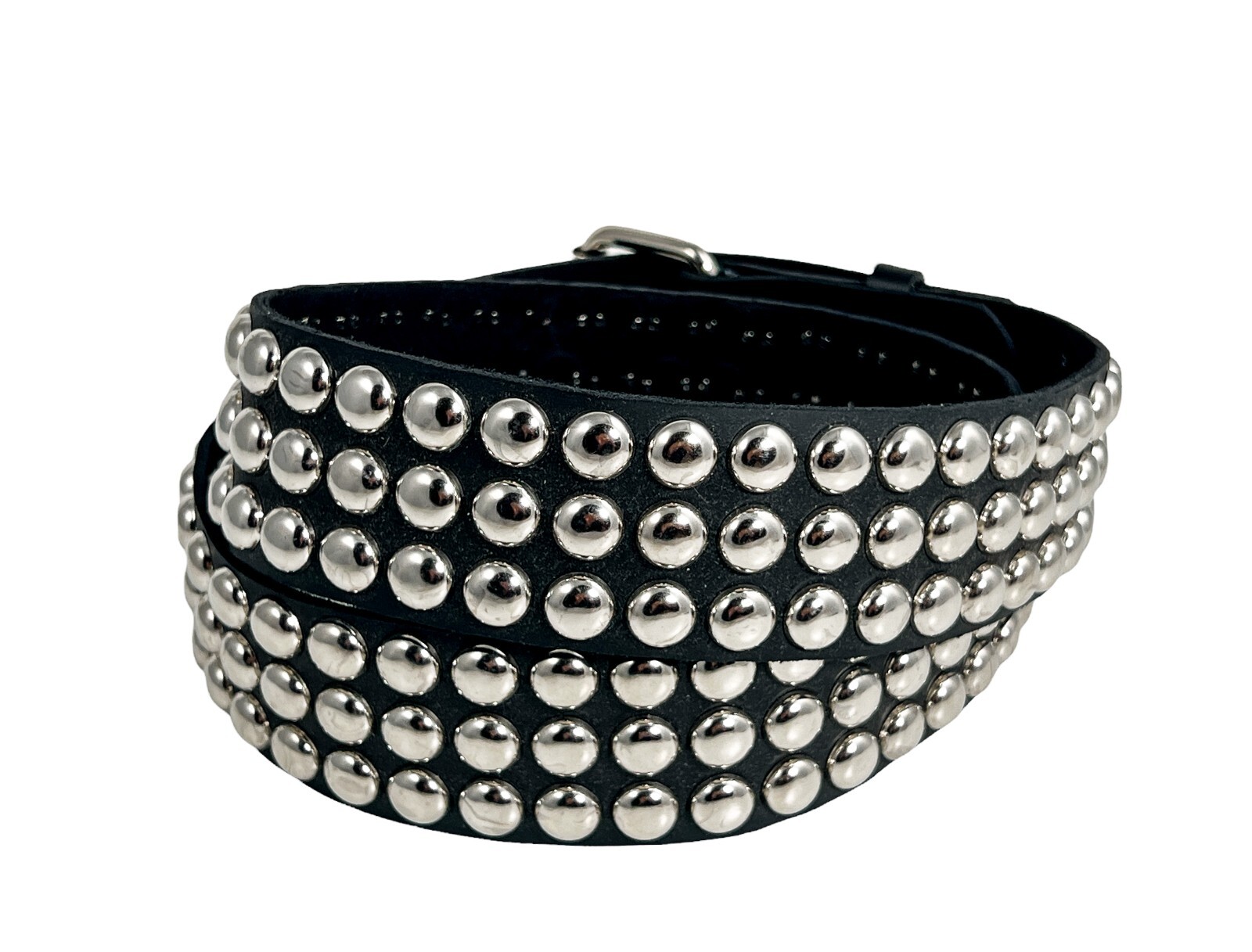 Large Round Stud Belt Genuine Leather Three Row Rock Goth Sid Vicious Punk 70’s