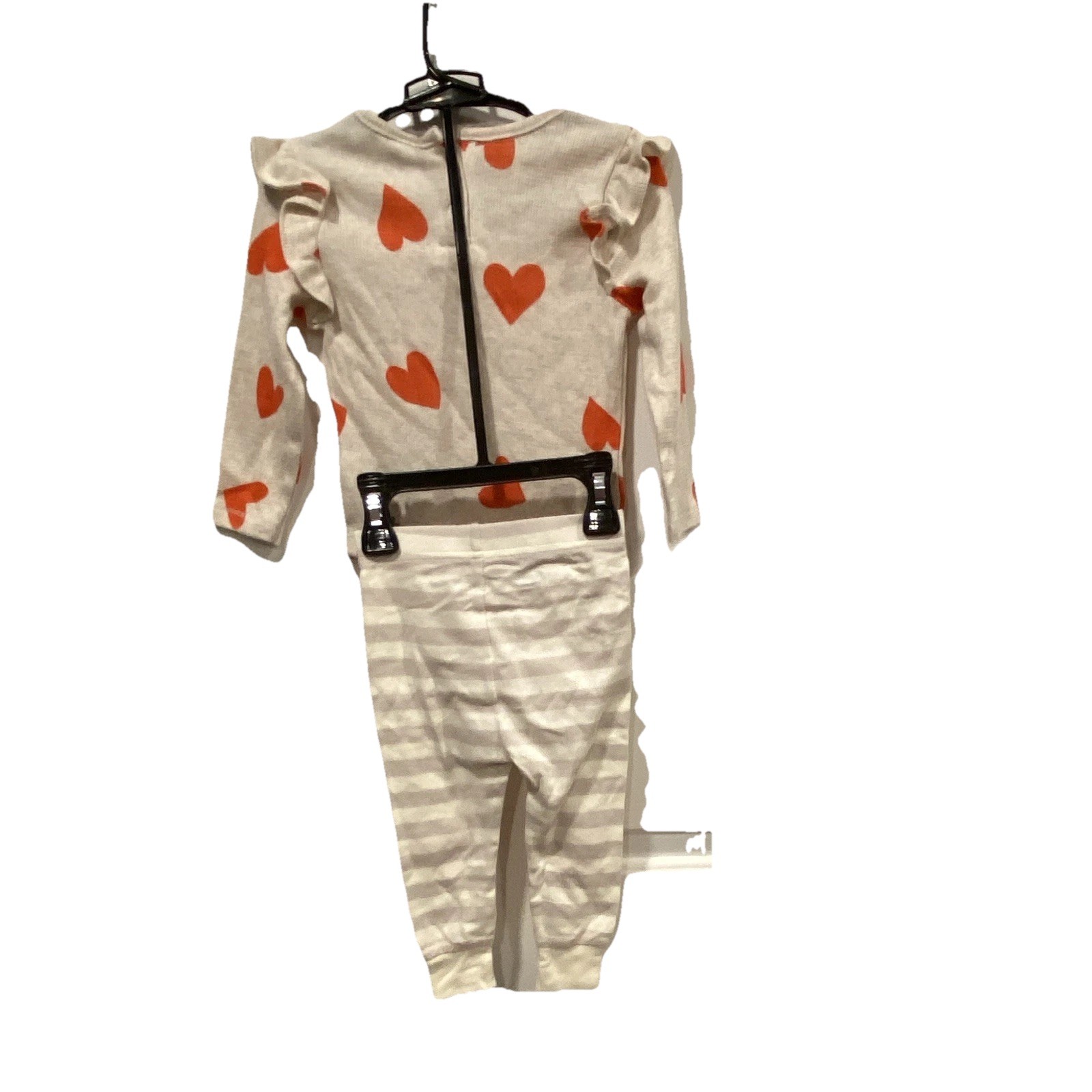 Old Navy Unisex Baby 2pc Bodysuit & Leggings Set 12-18M Hearts Waffle Knit