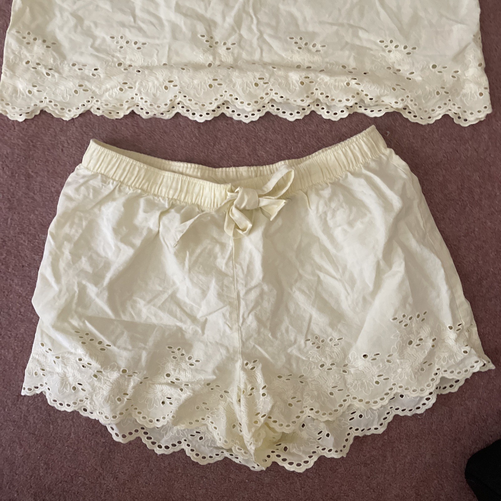 yellow lemon cotton Shorts And top Cami Pyjama Set Size 12/14