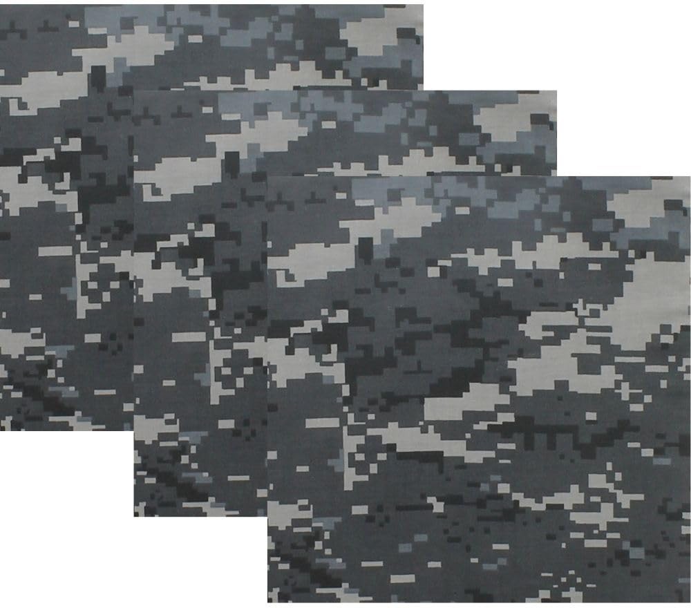 ARMYU Camouflage Military Bandana 3Pack 22×22 Cotton Camo Scarf Do Rag Face Wrap