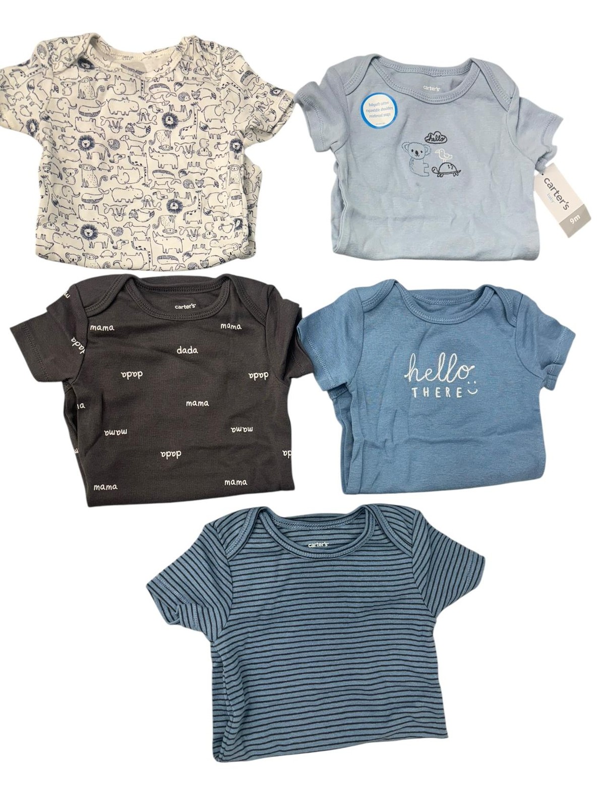 Carter’s Baby Boys 5 Pack Cotton Bodysuit Set Animals 17637810 Size 9 Months