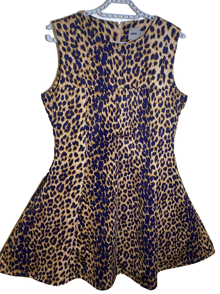 ASOS Leopard Print Summer Mini Dress – Sleeveless – Size UK 12