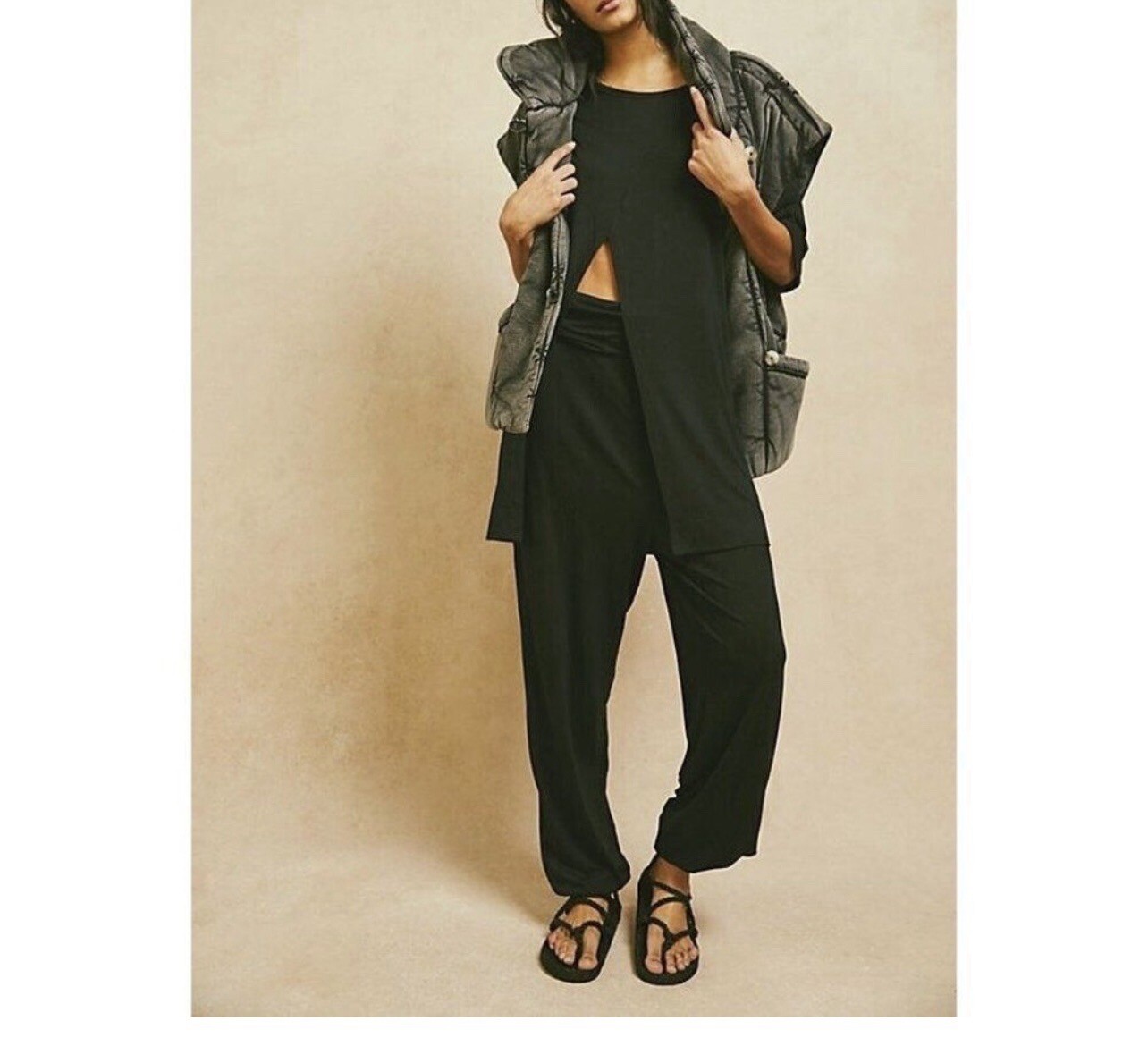 Free People Parachute Cotton Oversized Black Women’s Pants Size Small NEW