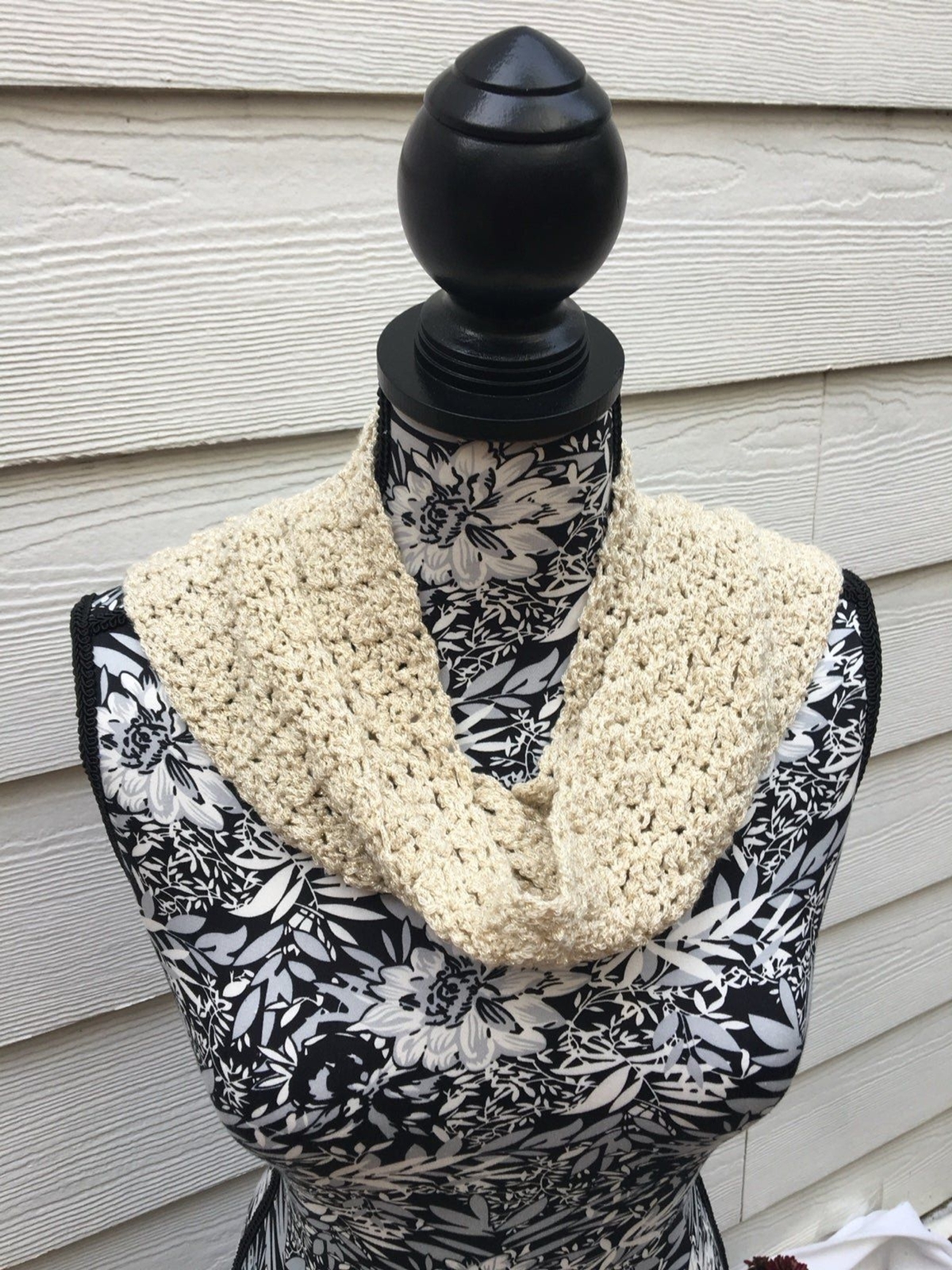 Scarf handmade Crochet light brown beige tan color lt weight shimmering glitzy