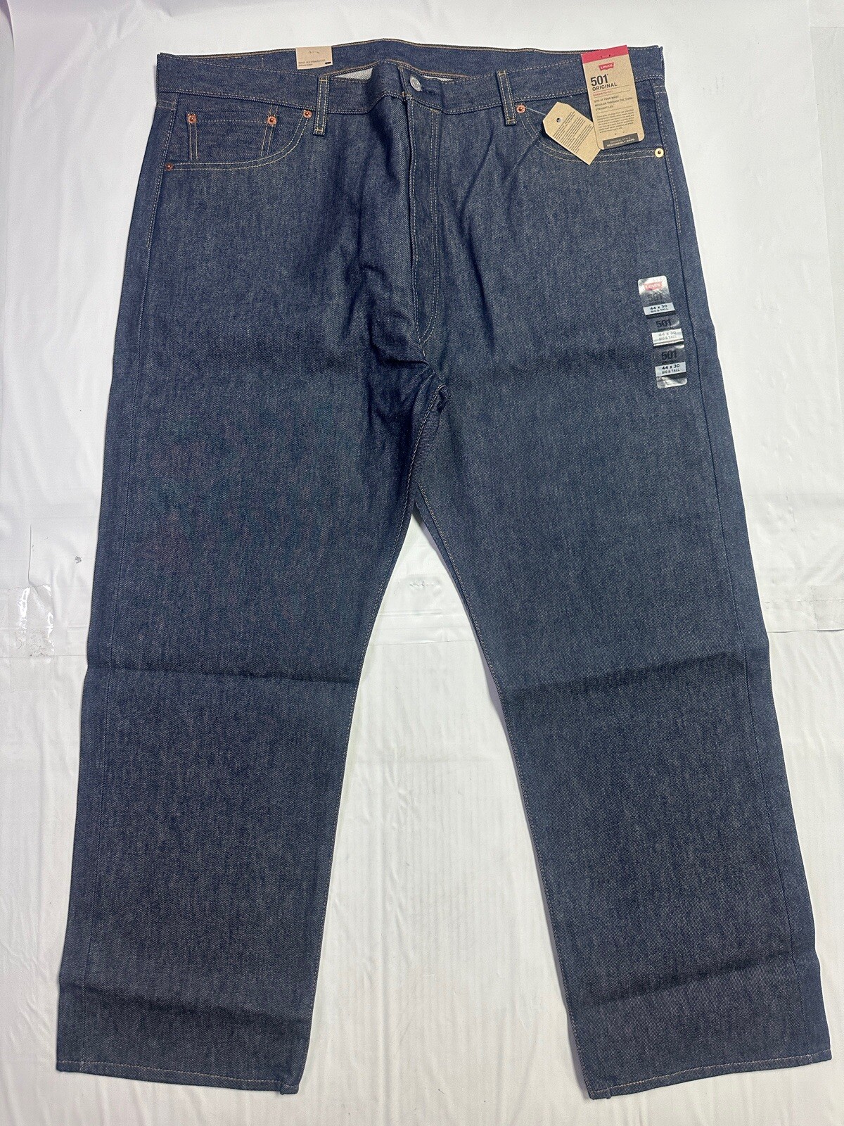 New Levi’s Men’s 501 Shrink-To-Fit Straight Jeans Rigid Blue Big & Tall 44 x 30
