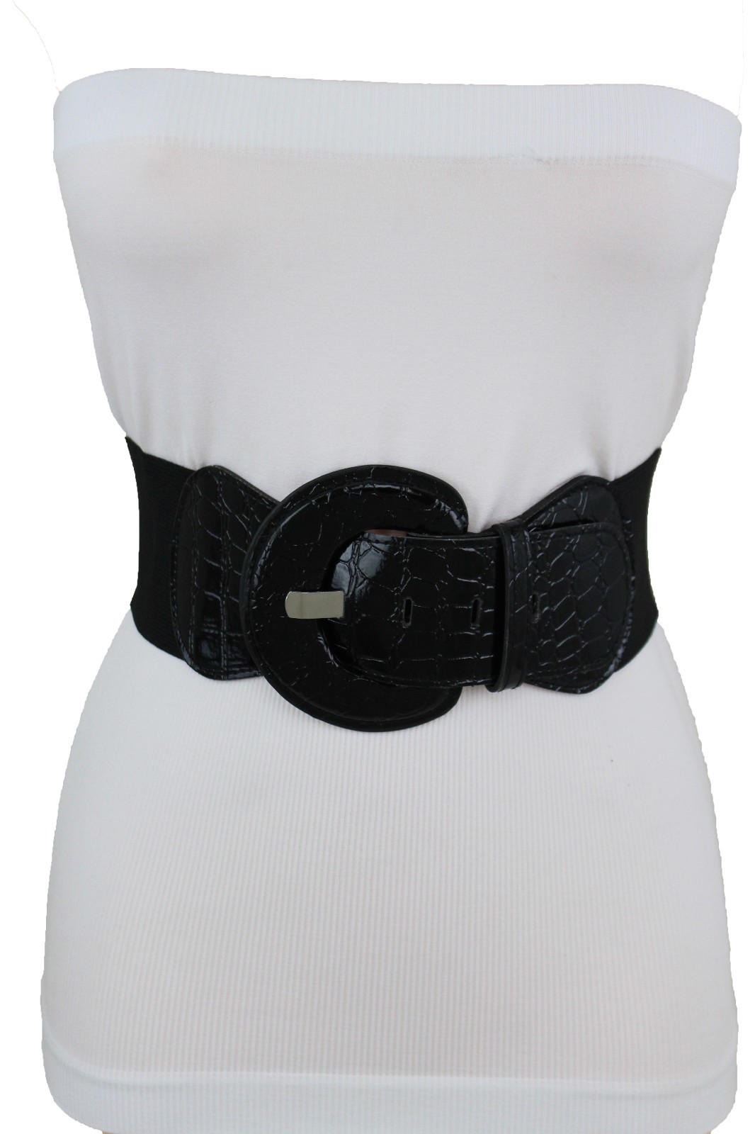 Women Wide Waistband Elastic Black Day Fashion Belt High Waist Hip Fit Size S M
