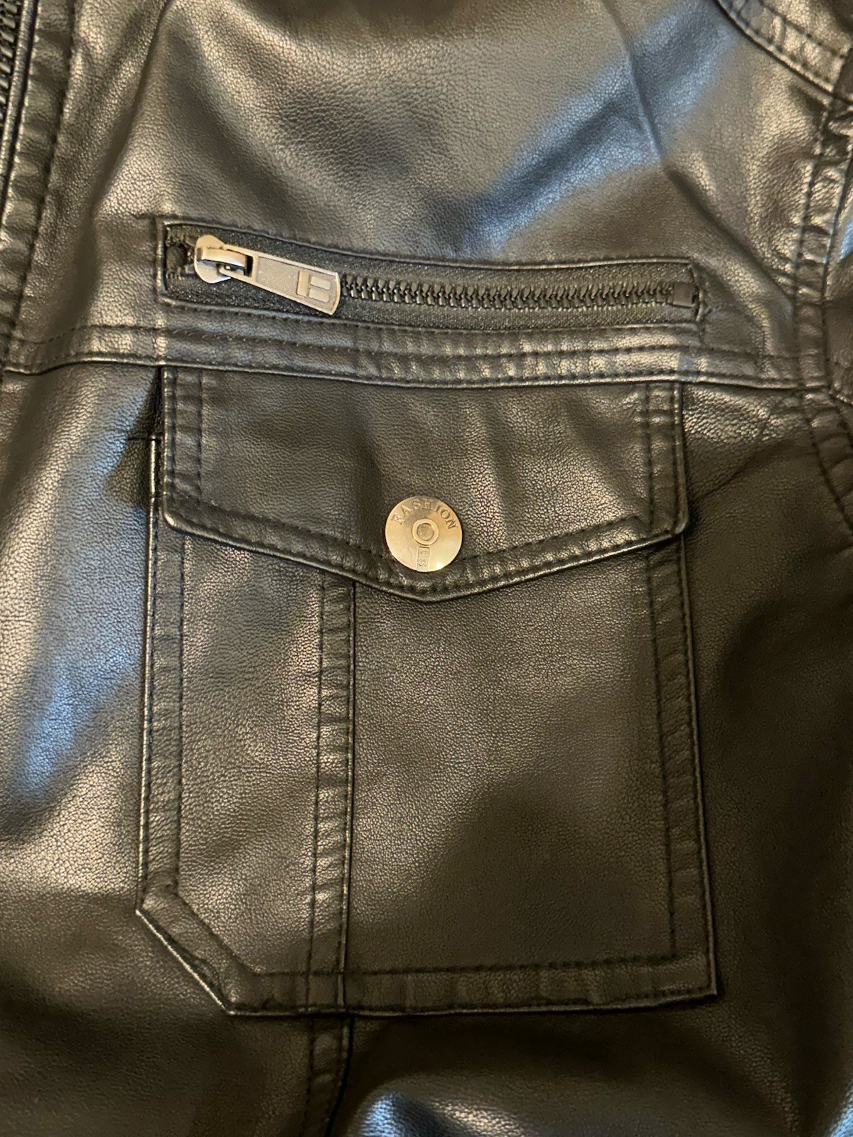 Men’s Bomber Jacket Black Faux Leather Size XL From ChorClothing Company