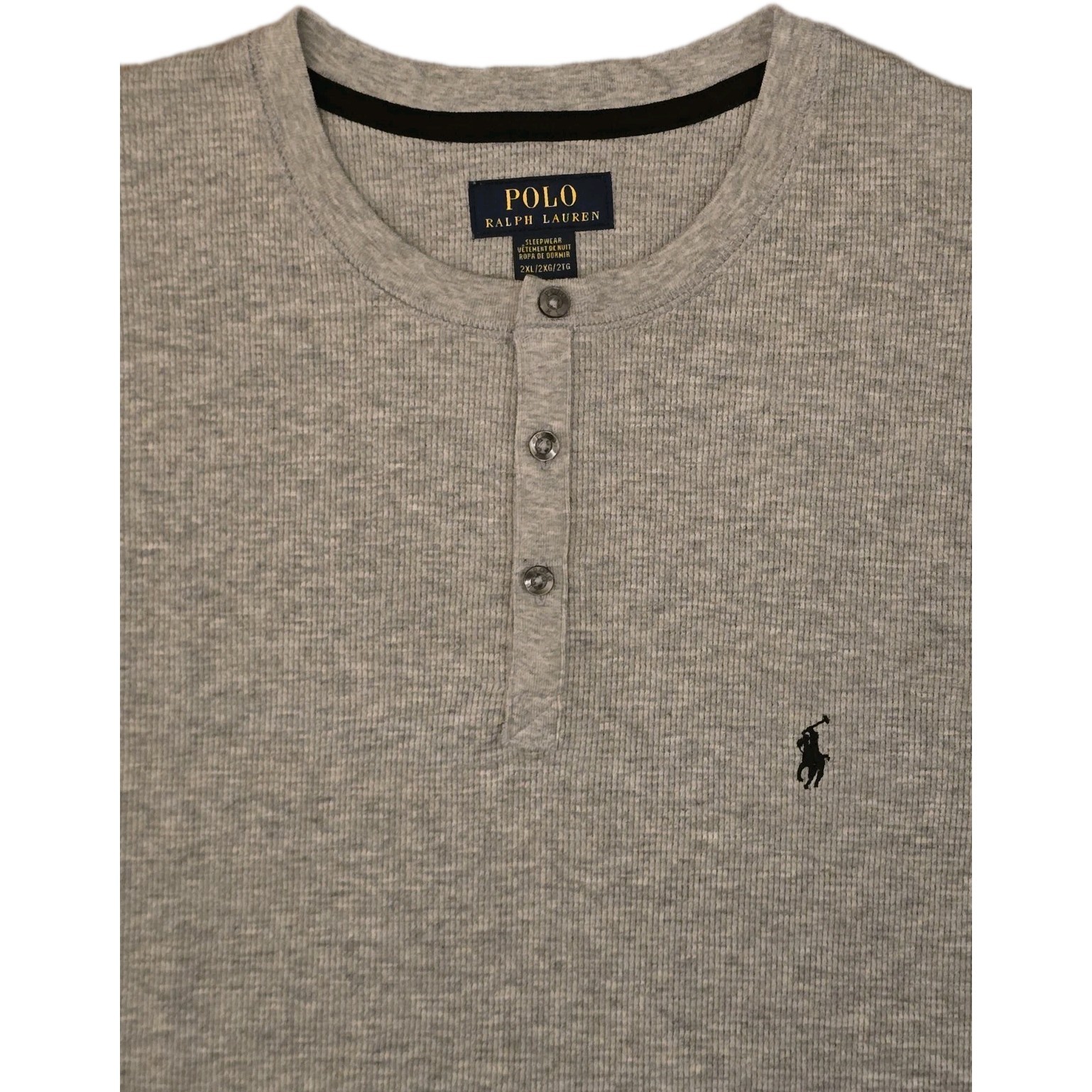 NWT Polo Ralph Lauren Waffle Knit Henley Thermal Crew-Neck T-Shirt SZ- 2XL- Gray