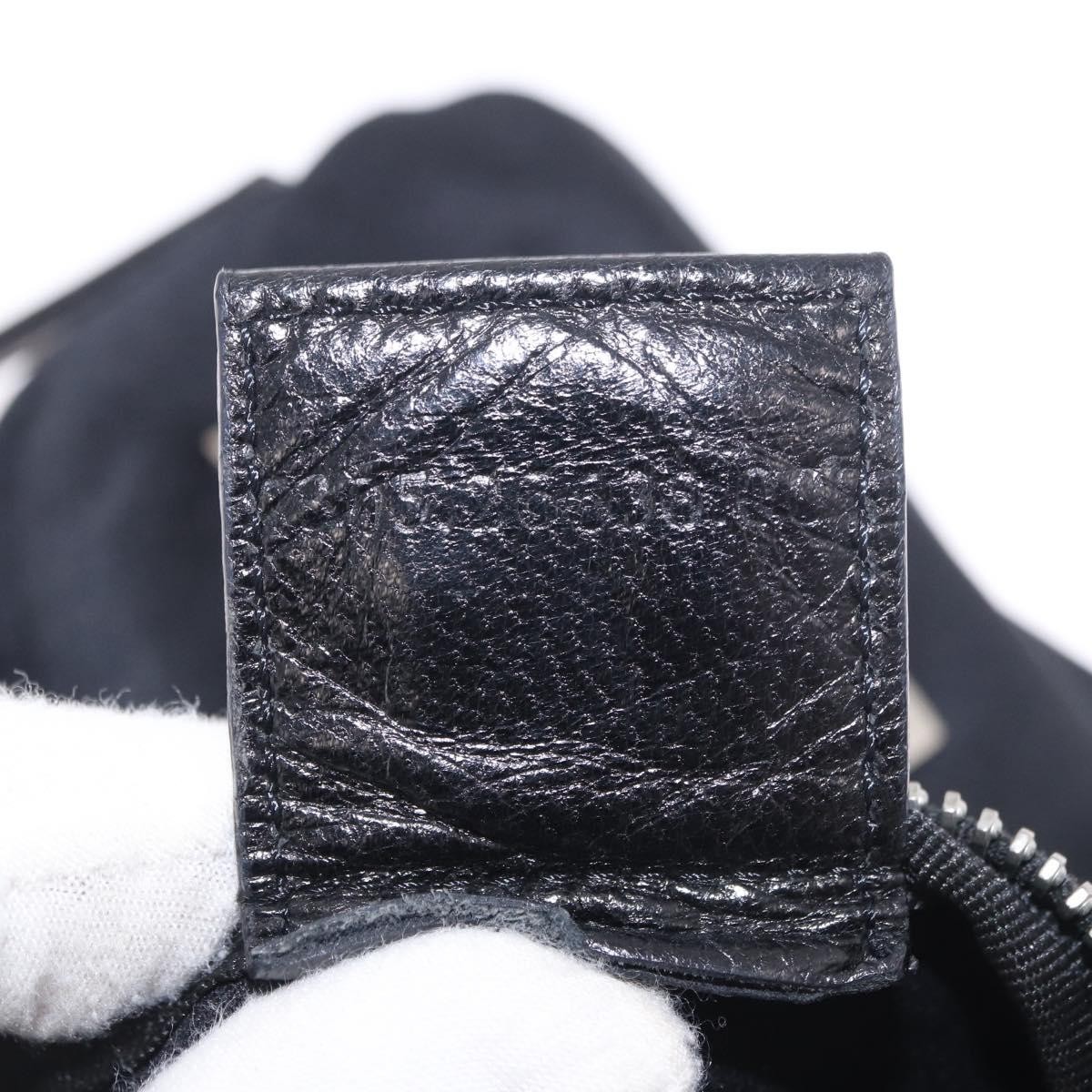 FENDI Shoulder Bag Cotton Jersey Black Silver Auth 186864