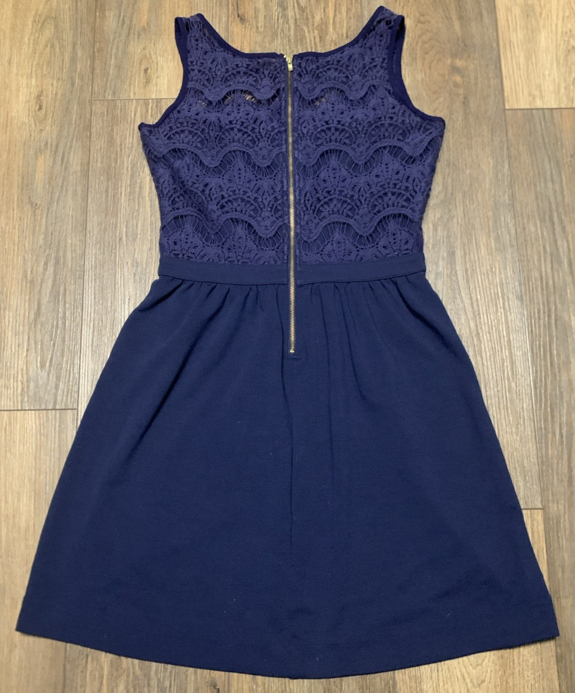 Lilly Pulitzer Dress Womens S Rhea Crochet Fit and Flare Sleeveless Navy