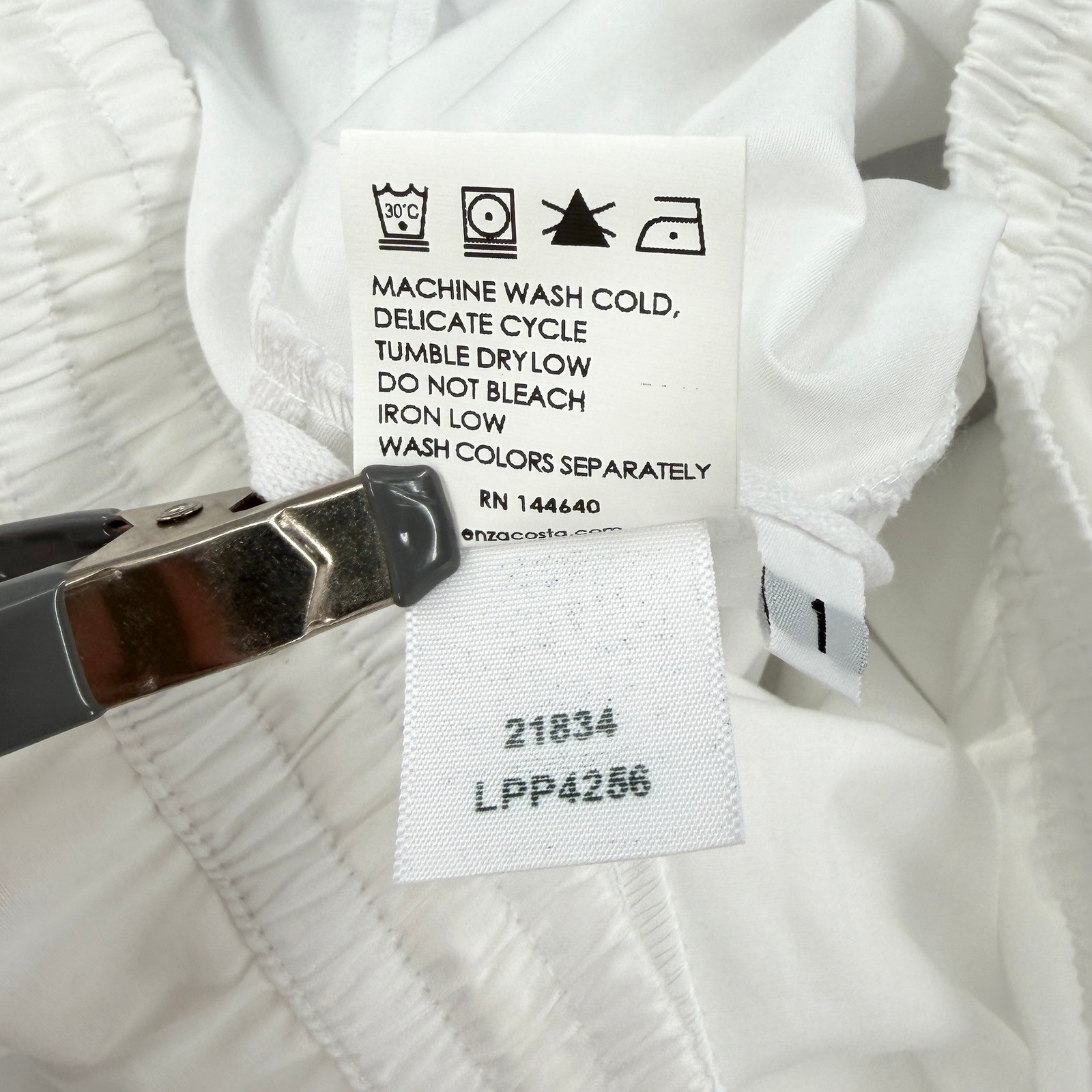 ENZA COSTA Poplin Resort Pant Womens Small White Cotton Wide Leg Drawstring NEW