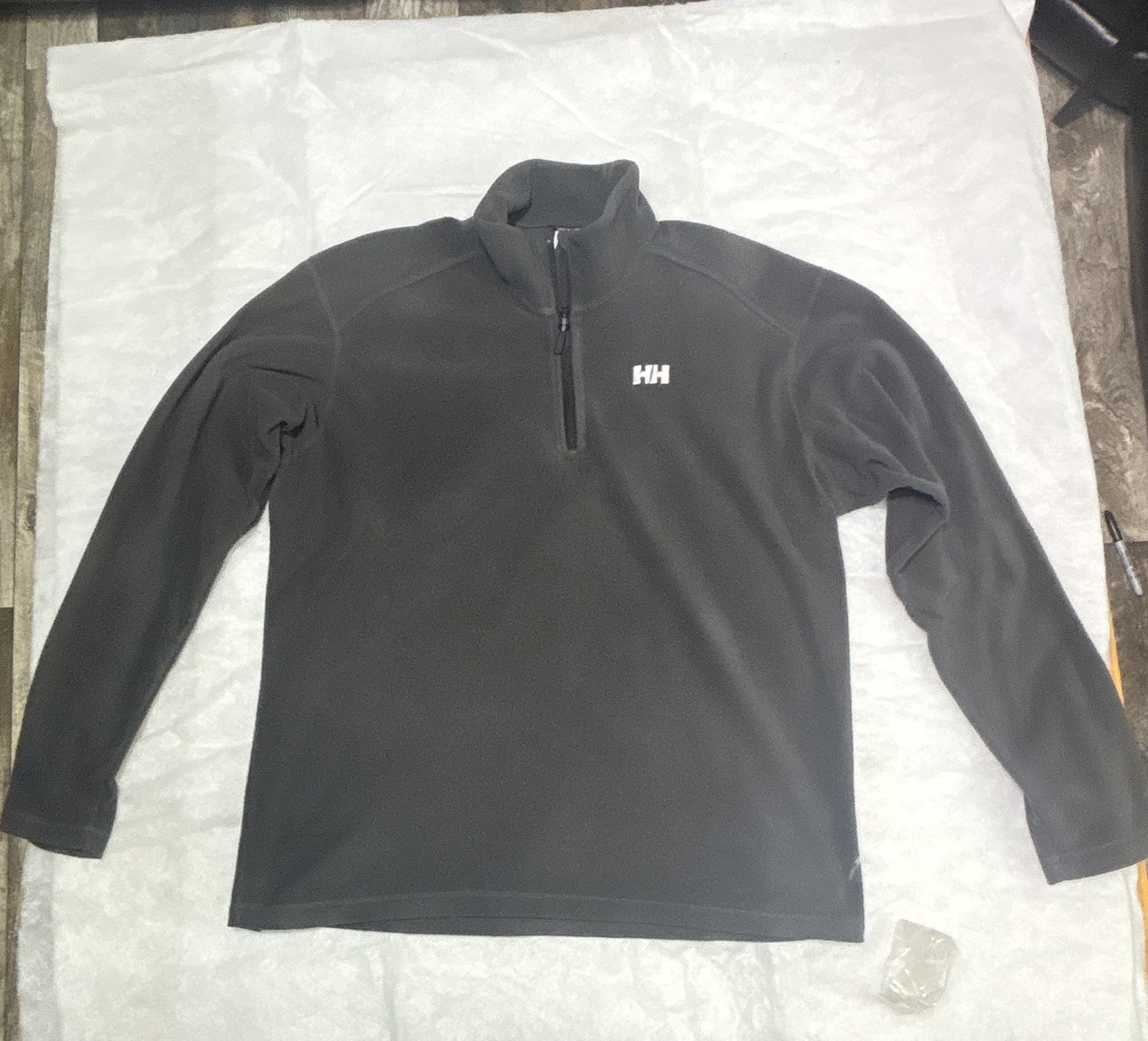 Helly Hansen Black 1/4 Zip Fleece Pullover Sweatshirt Mock Neck Logo 2XL