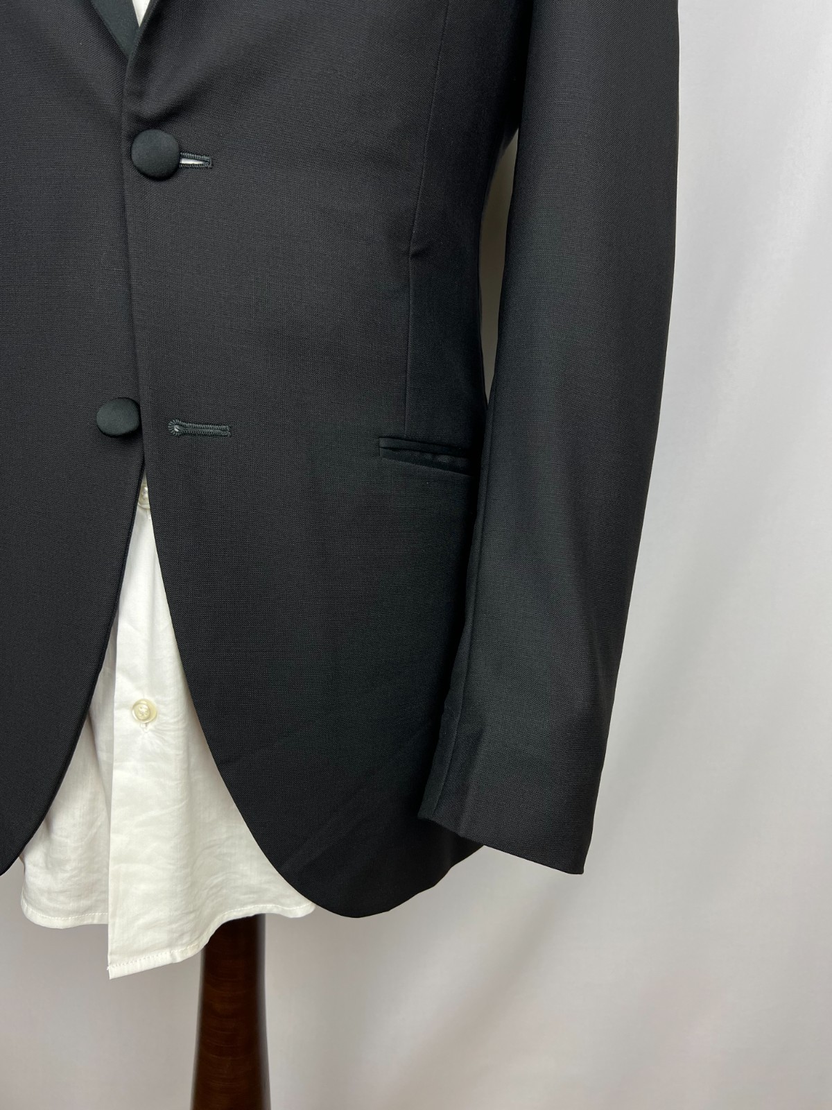 HACKETT Mayfair Gorgeous Solid Black WoolMohair Peak-Lapel Tuxedo Suit 36US46IT