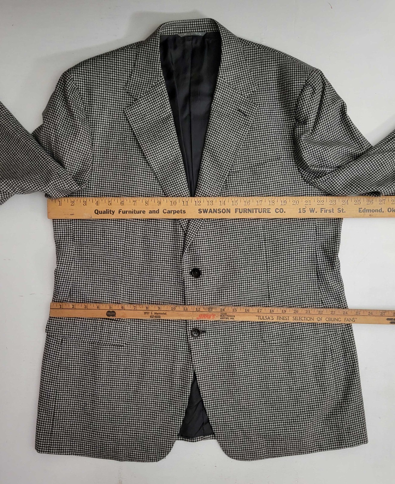 Canali Italy Houndstooth Check 100% Wool 2 Button Sport Coat Blazer 48 L EU 58