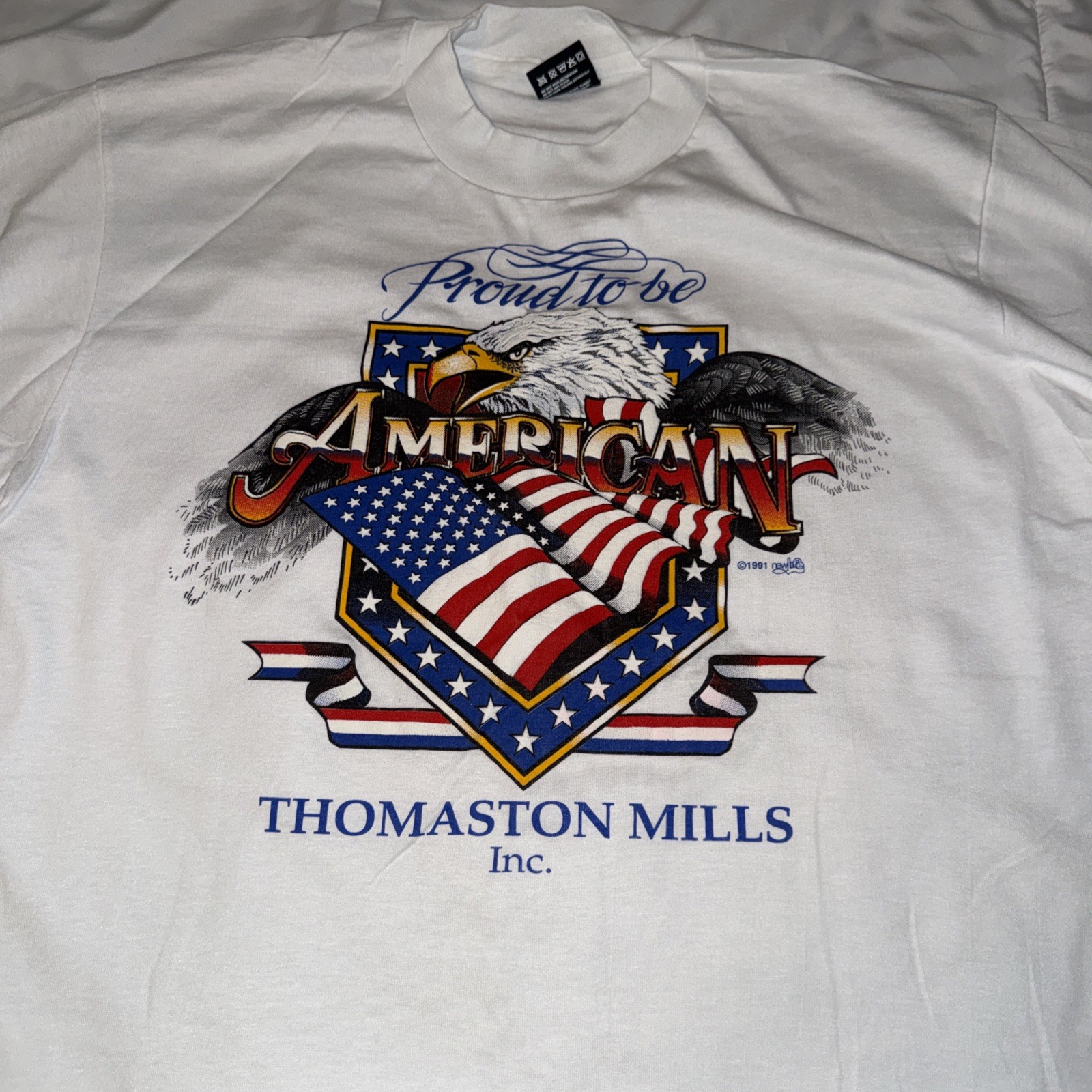 Vintage “Proud to Be An American” 50/50 Poly Cotton Tee Shirt Size L