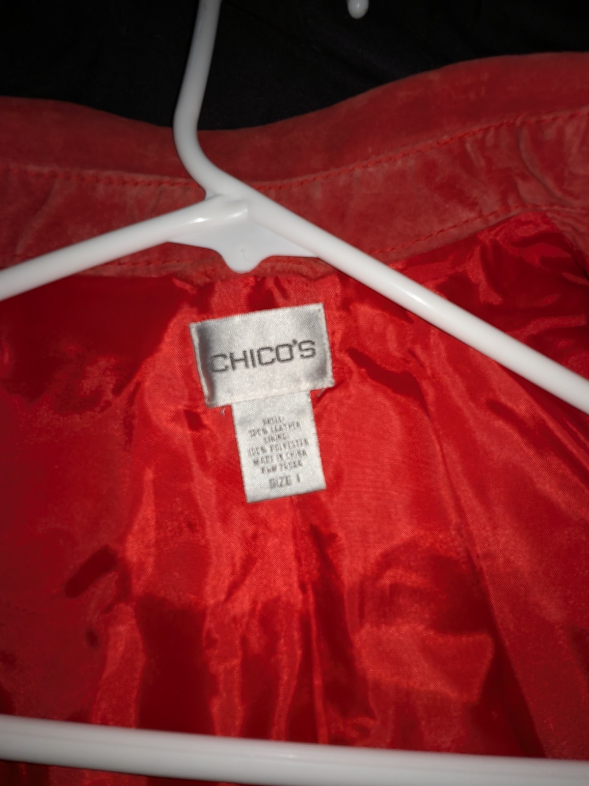 Chico’s Genuine Suede Leather Jacket | Bold Saturated Red | Zip Front | M