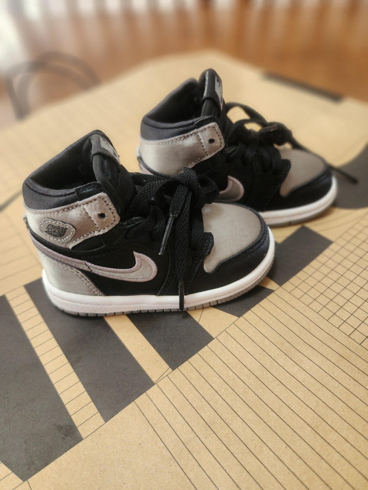Nike TD Air Jordan 1 Retro High OG Satin Shadow Black/Grey FD5305-010 Size 5c