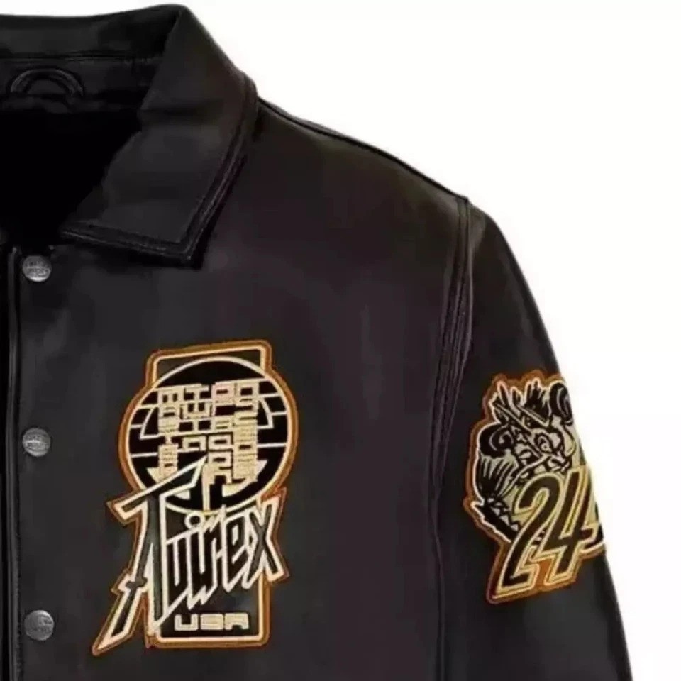Men’s Black Avirex Bomber Real Classic American Flight Leather Jacket