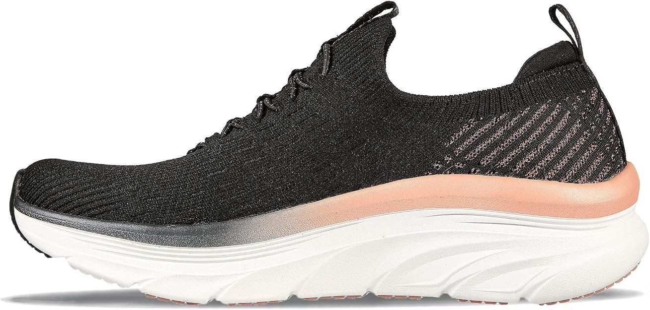 Skechers Women’s D’lux Walker Let It Glow Sneaker – 149366 – Black & Rose Gold