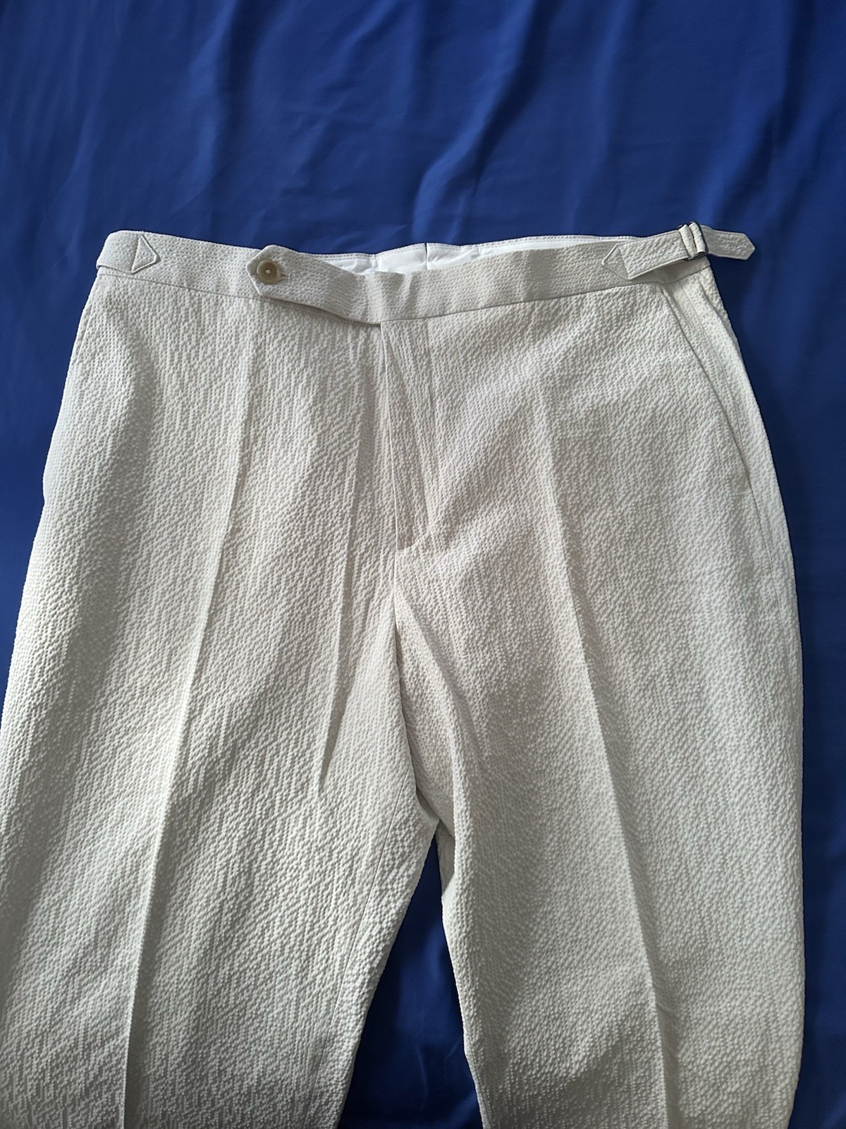 Todd Snyder Double-Breasted Cream Seersucker Men’s Suit 44R 38×32 2 Piece