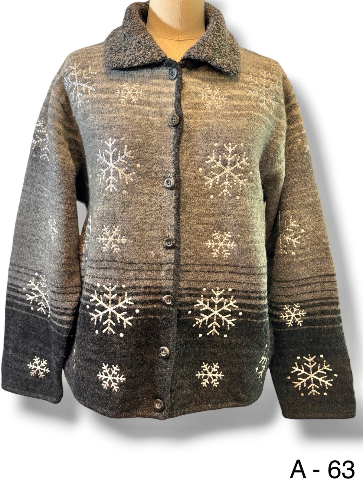 Vintage 2001 Marisa Christina Ugly Christmas 100% Wool Button Up Jacket Size L