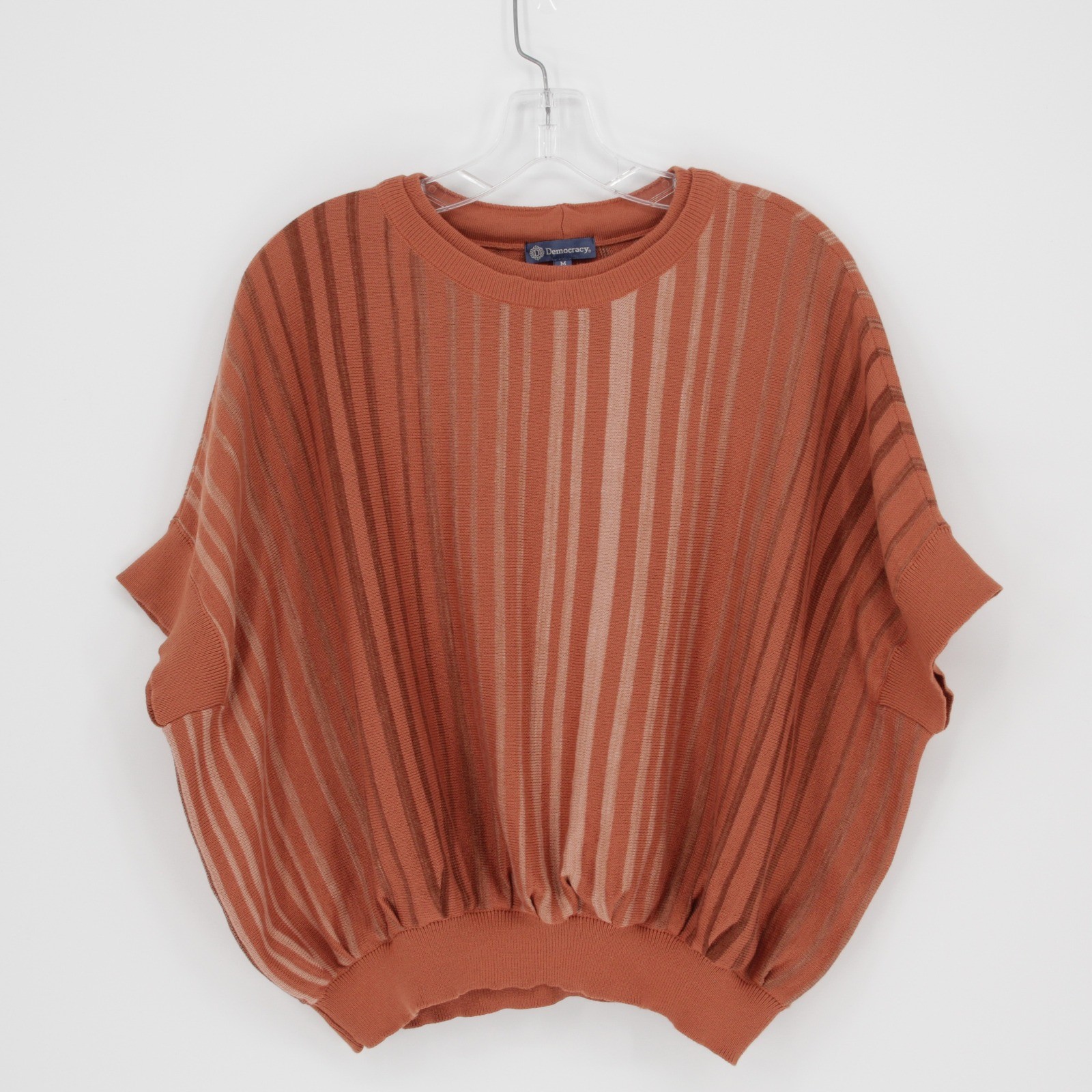 Democracy Women’s Batwing Dolman Sleeve Rust Striped Boho Knit Sweater Size M