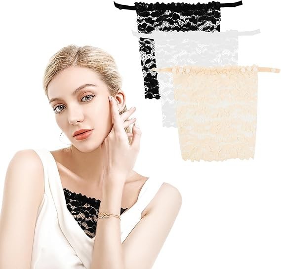 Lady Lace Clip-on Mock Camisole Bra Insert Overlay Modesty Panels Low Cut Up UK