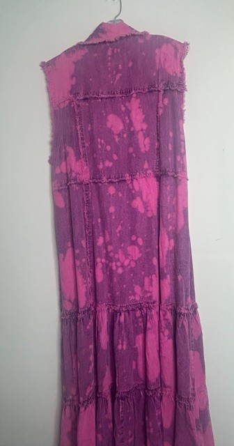 A Rare Bird Magenta Pink Tie Dye Button Down Ruffle Hem Sleeveless Maxi DressNWT
