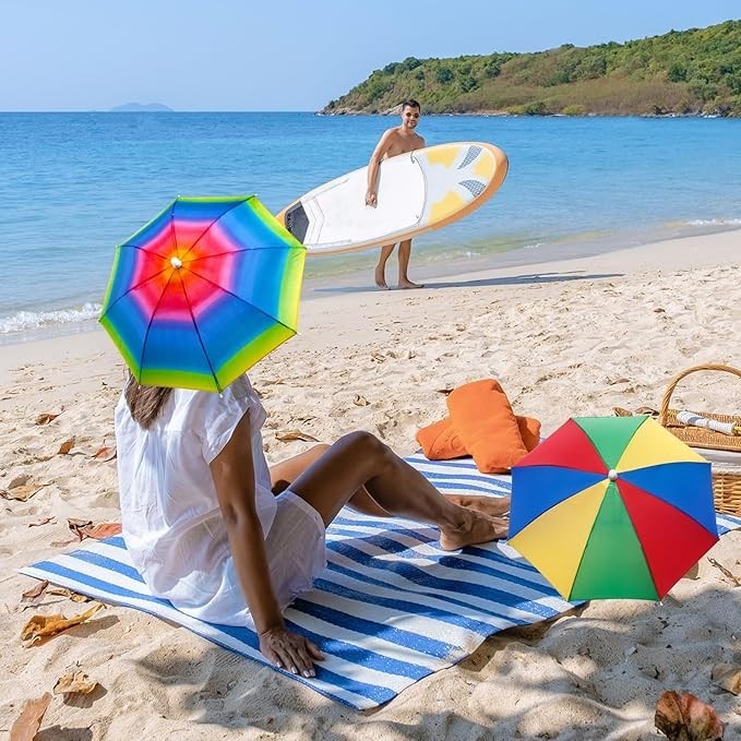 3 Pieces Rainbow Umbrella Hats Camouflage Fishing Cap Beach Umbrella Headband