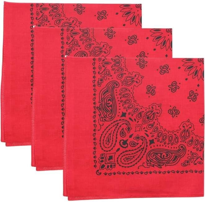 Trainmen Paisley Bandanas Head Scarf Do-rag 100% Cotton Bandanna 22″ x 22″ 3Pack