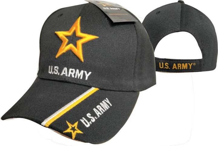 U.S. Army New Star Military OFFICIALLY Licensed Embroidered BLACK Cap HAT