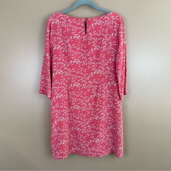 Britt Ryan Pink Silk 3/4 Sleeve Fish Print Dress 6 Resort Preppy Novelty Coastal