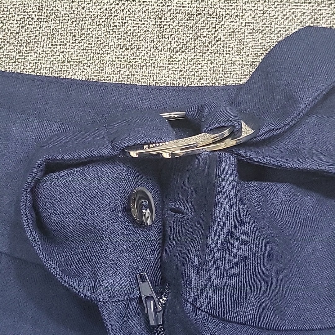DKNy Womens Button Zip Fly Belted Wide Leg Pants Size 12 Navy Blue w Pockets