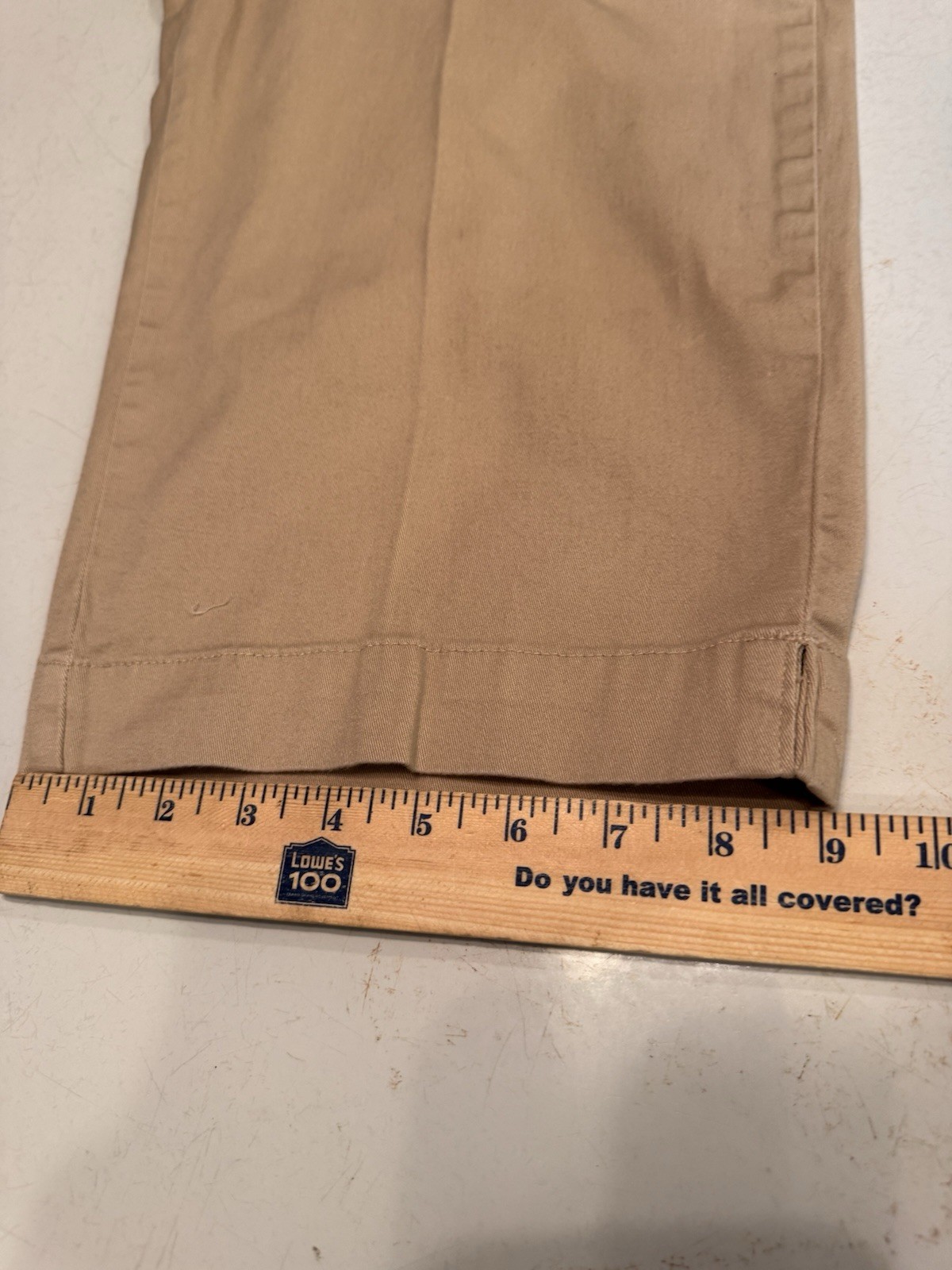 Lee Capris Cropped Pants Womens 12 M Natural Fit Below Waist Khaki Tan 35×19