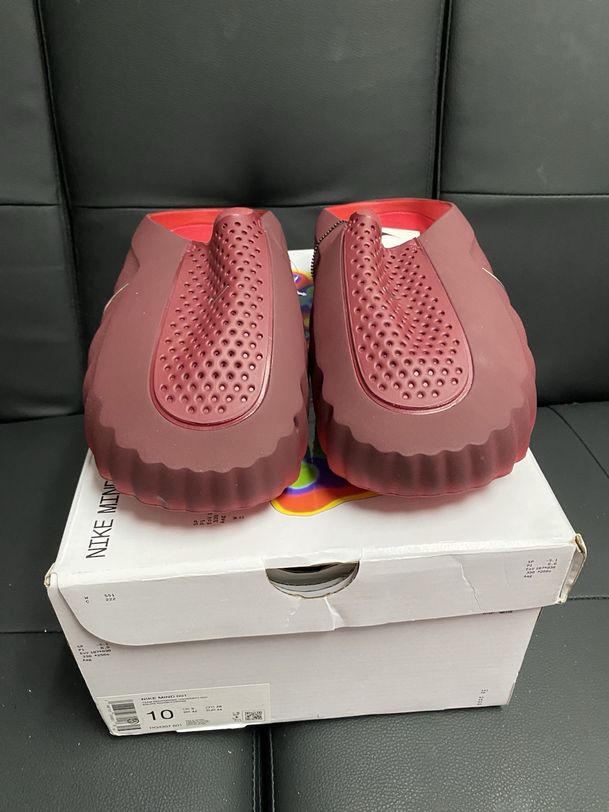 Nike Mind 001 Men’s Slide Sandals Rubber Upper Red Logo US 10 (EU 44)