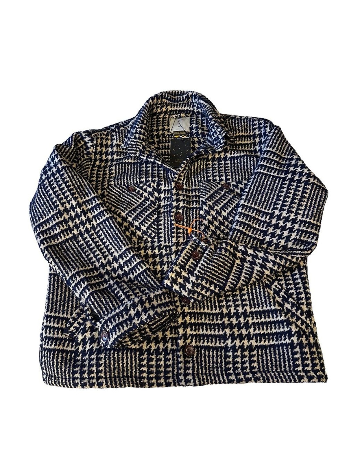 Percival Workshirt Navy Check Houndstooth Limited Edition Made in London XXL