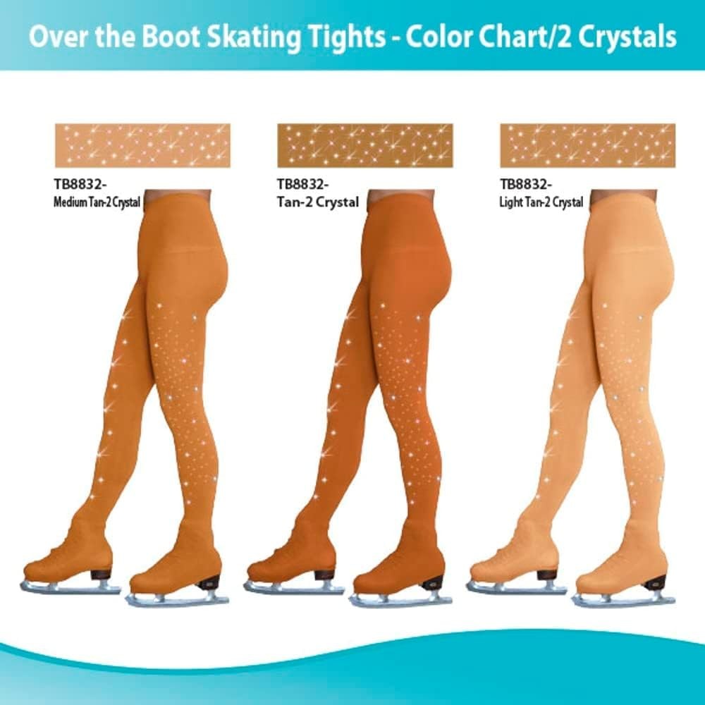 ChloeNoel Figure Skating Ligth Tan Over Small, Light Tan W/ Crystals on 2 Legs