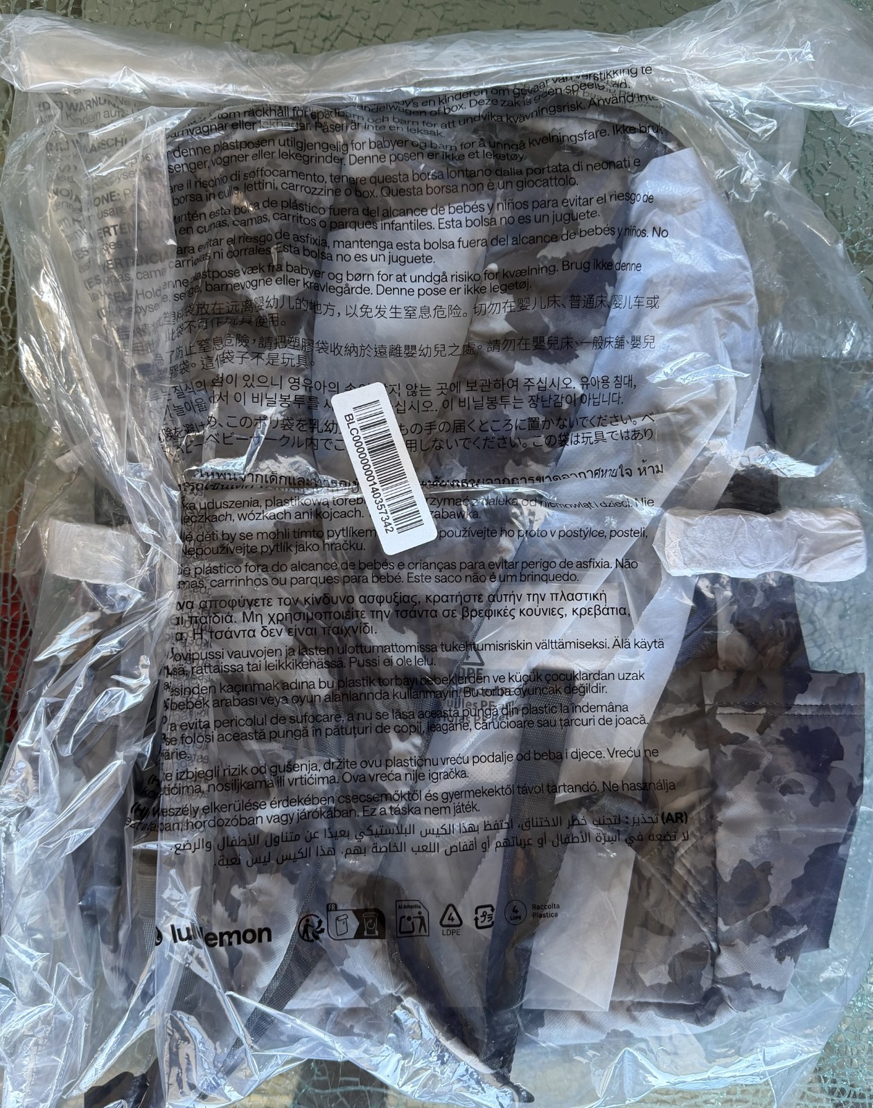 Lululemon New Crew 22L Backpack in Thawed Camo Grey Multi NWT